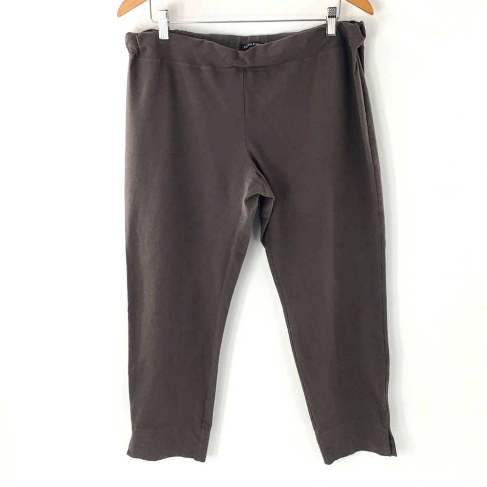 Eileen Fisher Washable Stretch Crepe Pant Grey Pull On Elastic Waist Sz L
